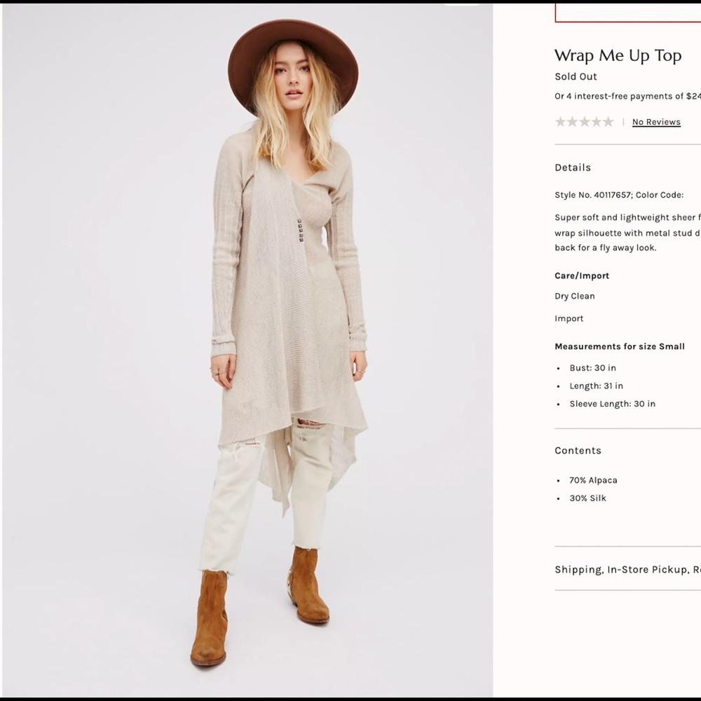 Free People Wrap Me Up gray Alpaca Tunic/dress